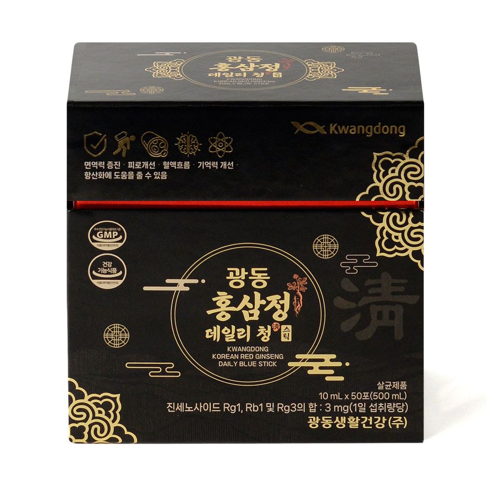 Kwangdong 6-Year Korean Red Ginseng Extract Drink, 50 Sticks — Immune Support, Energy & Fatigue Recovery | With Reishi, Chaga & Phellinus Mushrooms _ Made in KOREA